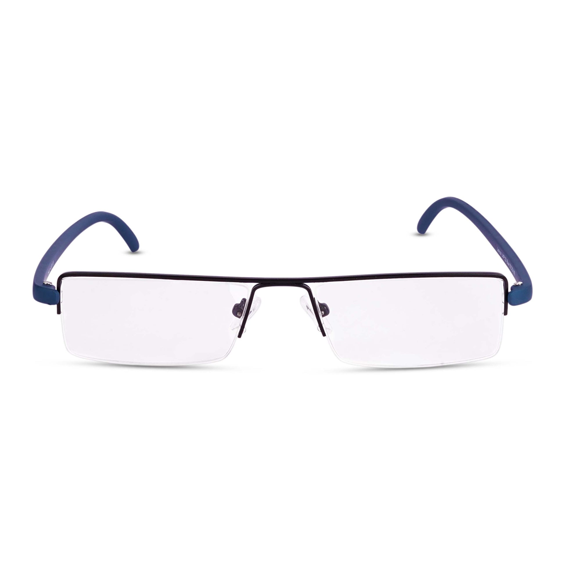Pagina blue half-rim reading glasses front view