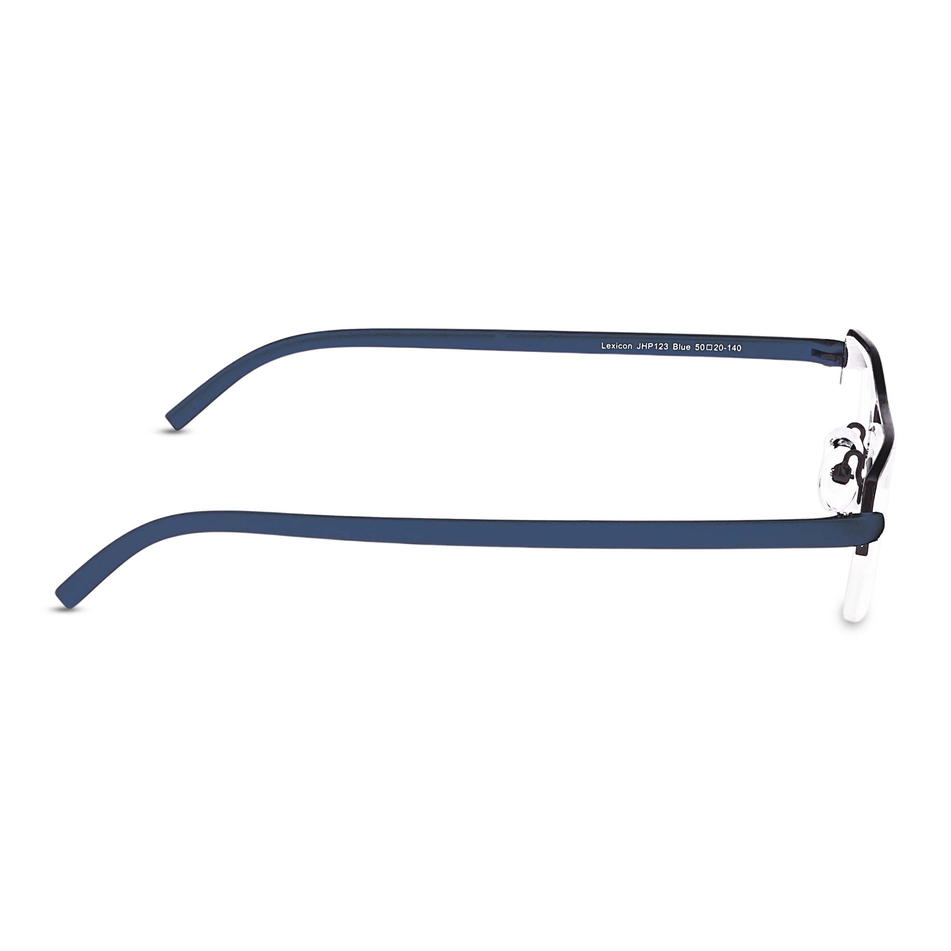 Pagina blue half-rim reading glasses side view