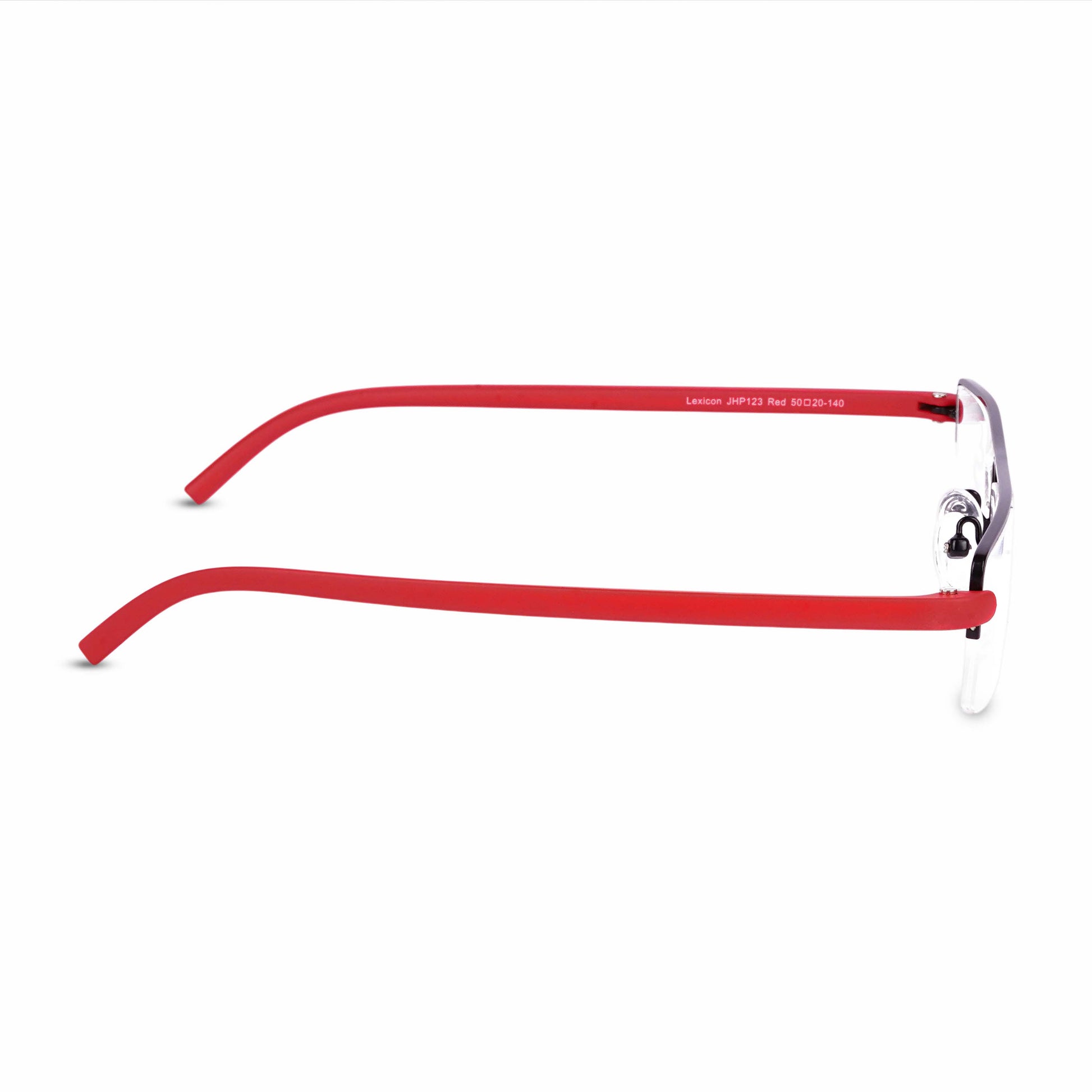 Pagina red half-rim reading glasses  side view
