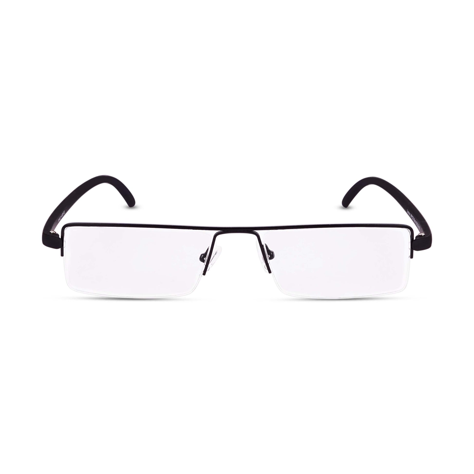 Pagina black half-rim reading glasses front