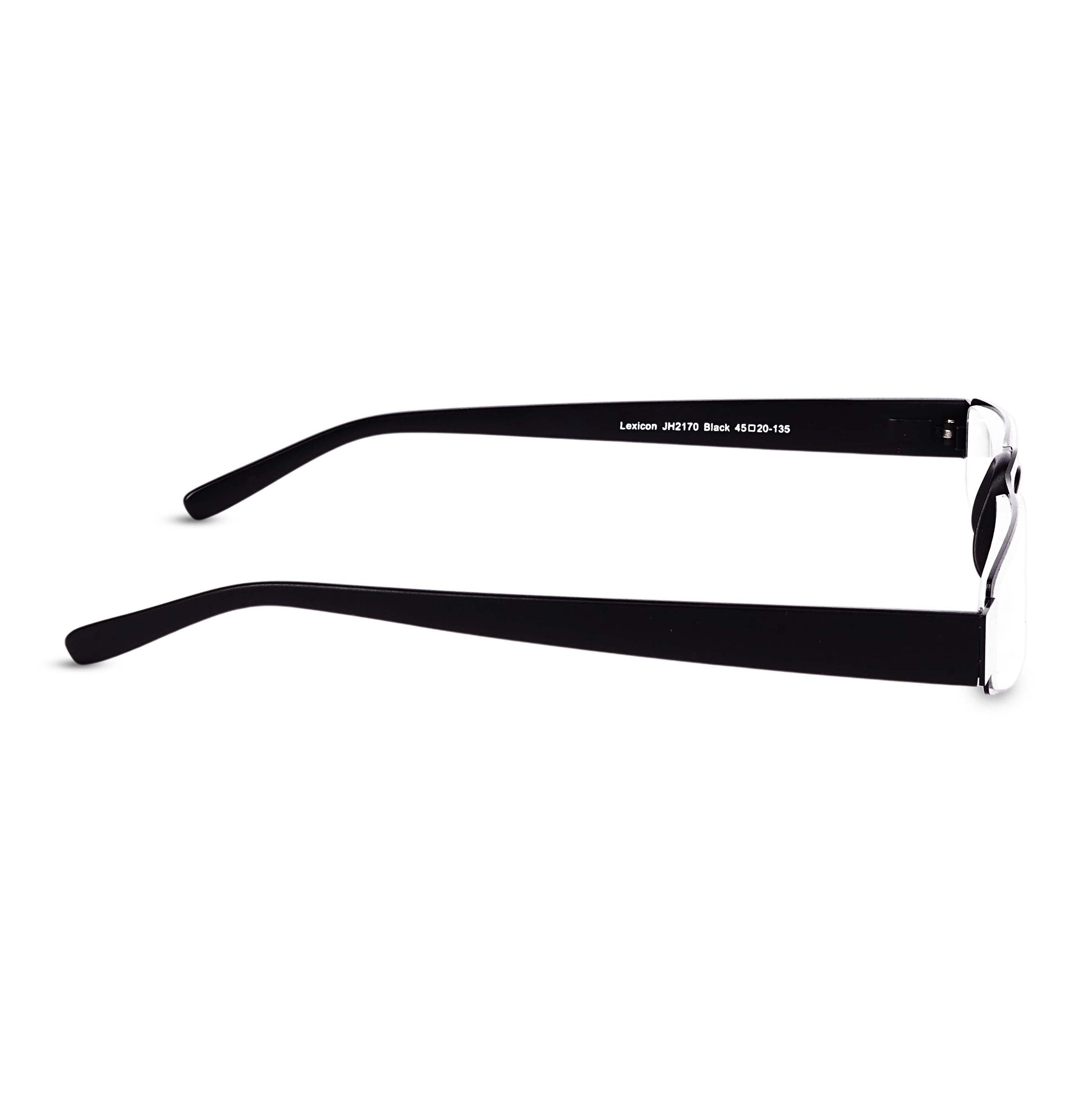 Cove standard black reading glasses side view