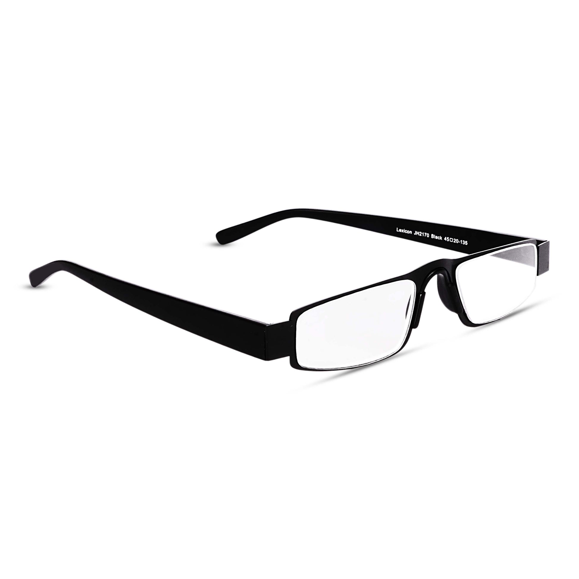 Cove standard black reading glasses three quarter view