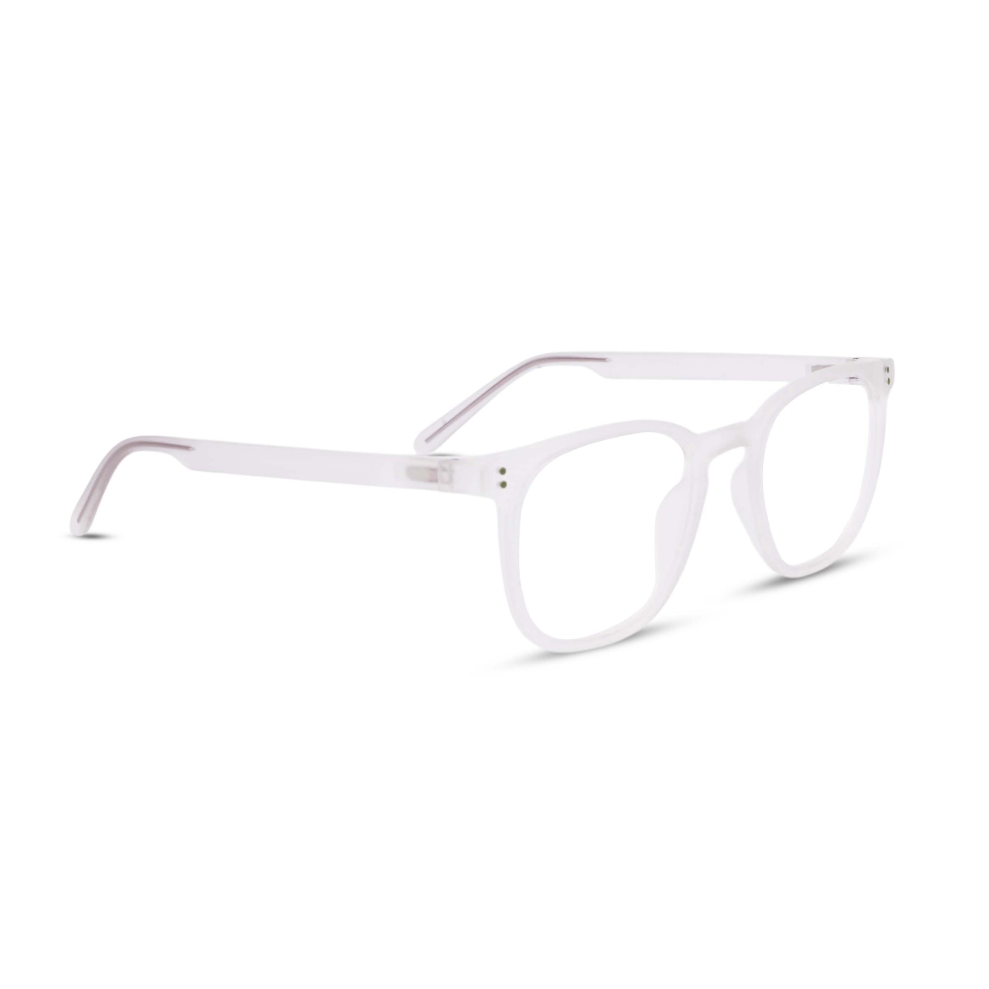 Pixo reading glasses in white, three-quarter view