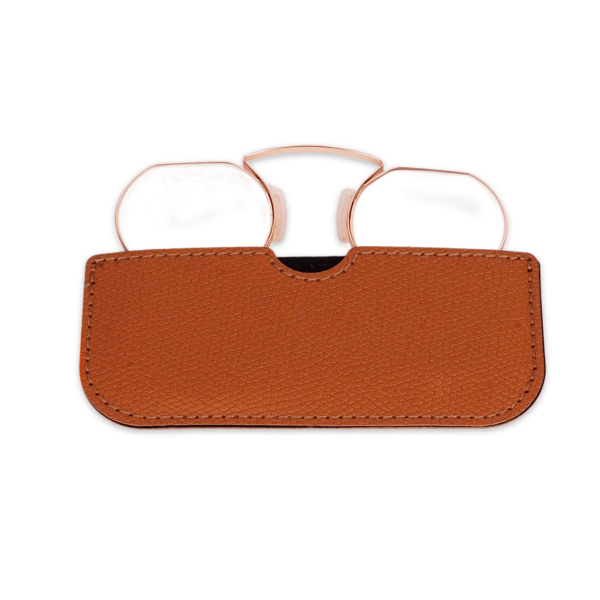 Pocket gold reading glasses with pouch insertion