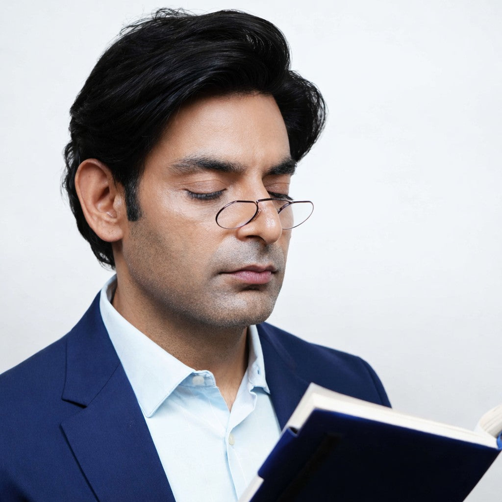 Man wearing Pocket gun metal grey reading glasses