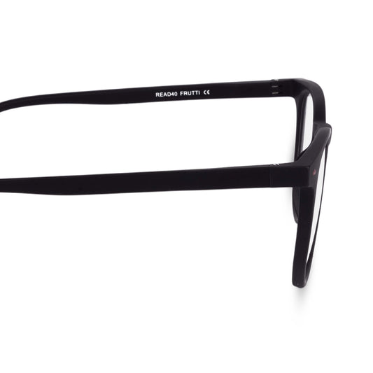 Wayfer reading glasses in black, closeup of temple and hinges