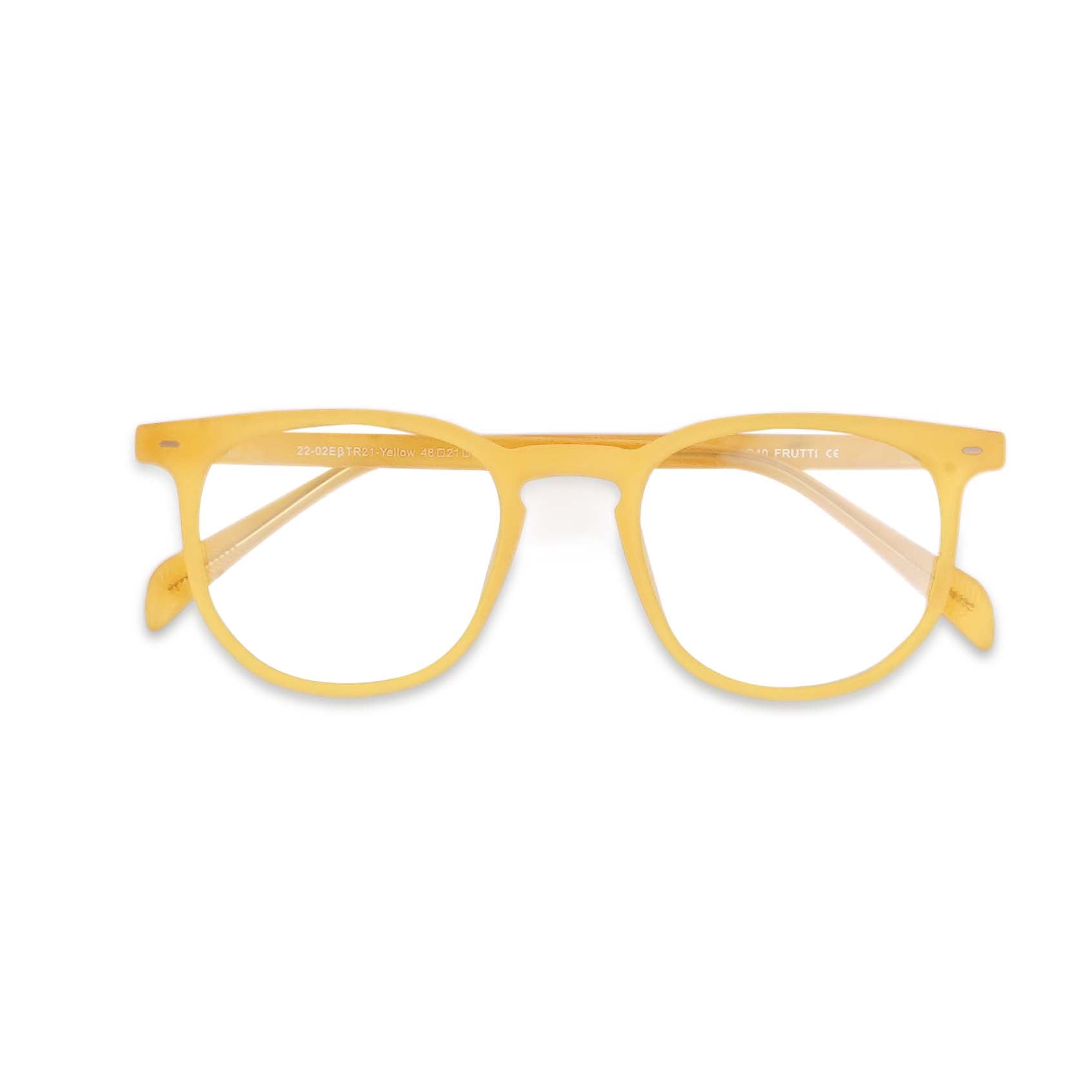 Wayfer reading glasses in orange, front view folded