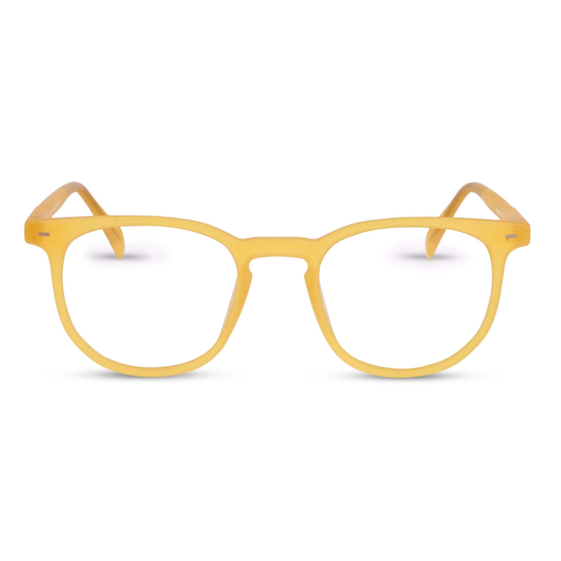 Wayfer reading glasses in orange, front view