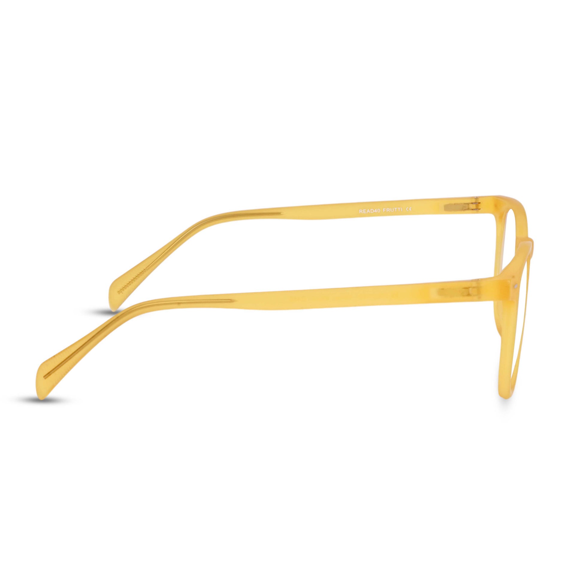 Wayfer reading glasses in orange, side view