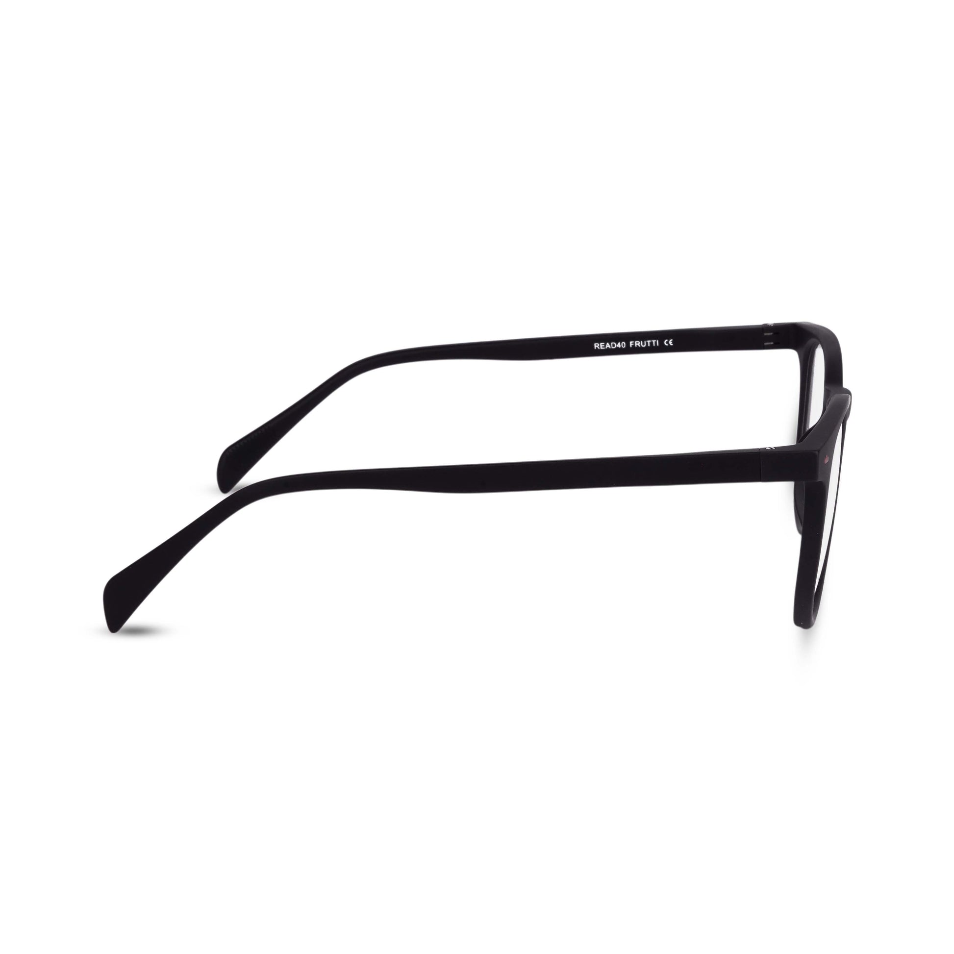 Wayfer reading glasses in black, side view