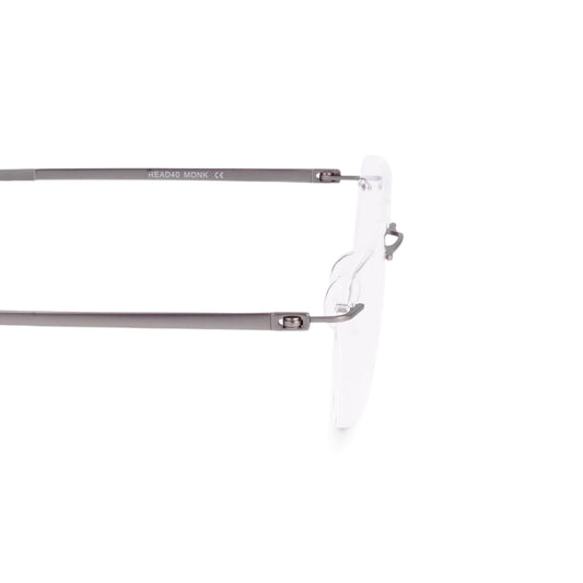 Sato silver β-titanium reading glasses frame detail